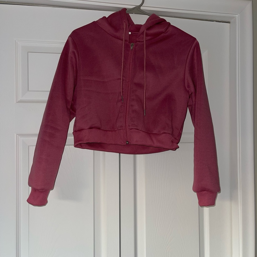 shein pink cropped hoodie